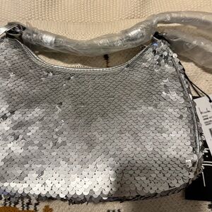 Glamorous Silver Sequin Shoulder Bag